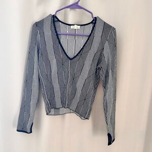 Silence + Noise Long Sleeve Top Black and White Size S